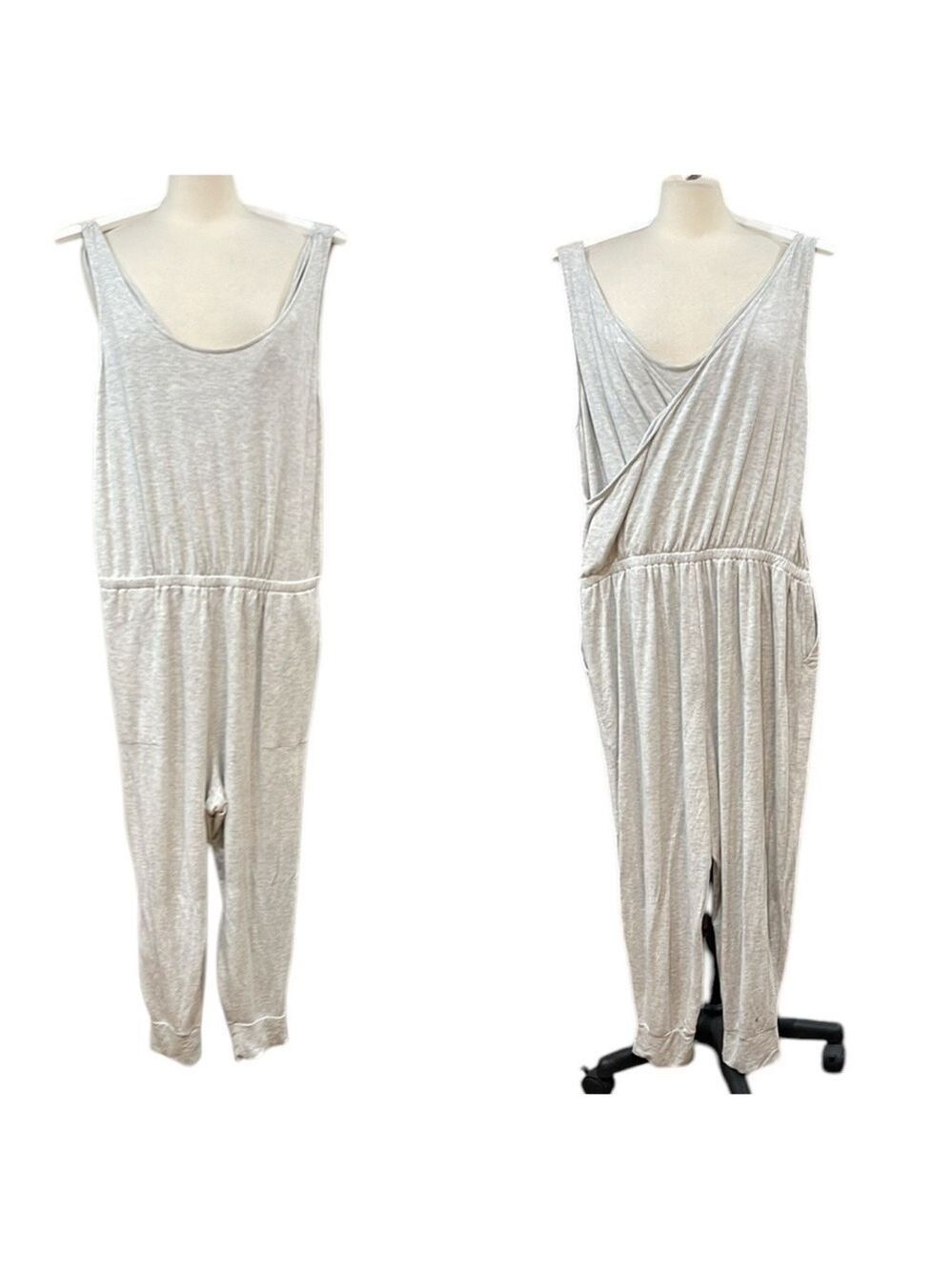 NWT Stitch Fix Market & Spruce Andice Elastic Waist Lounge Jumpsuit Grey SZ 1X
